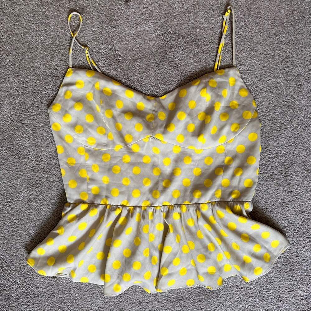 Zara polka dot top with ruffles